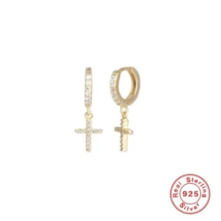 1-14 Pendientes Plata de Ley 925 bañado en Oro