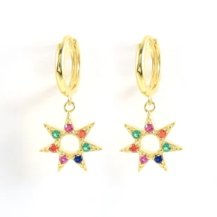 1-46 Pendientes Plata de Ley 925 bañado en Oro