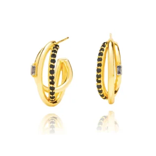 1-61 Pendiente plata de ley bañado en oro