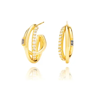 1-60B Pendientes Plata de Ley 925 bañado en Oro