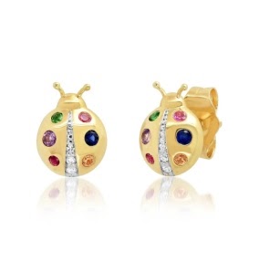 2-44 Pendientes plata de ley 925 bañados en oro