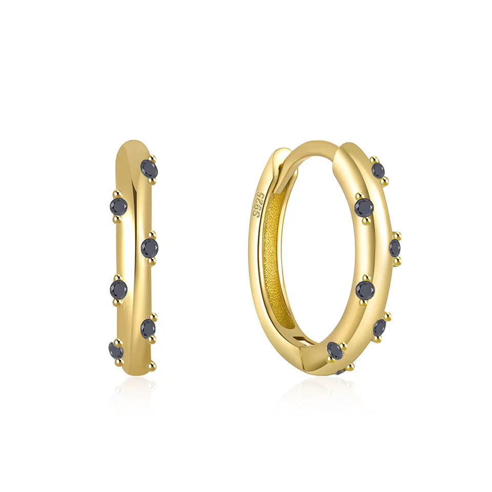 1-60NE Pendientes Plata de Ley 925 bañado en Oro